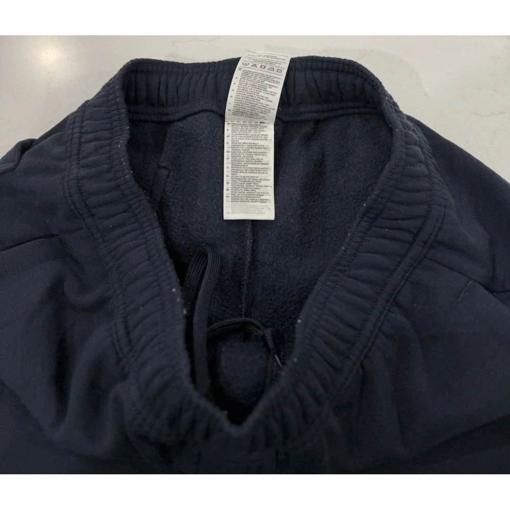 Adidas Tapered Sweatpants Fleece Lined Navy Blue Men's Size Small Zip at Ankle